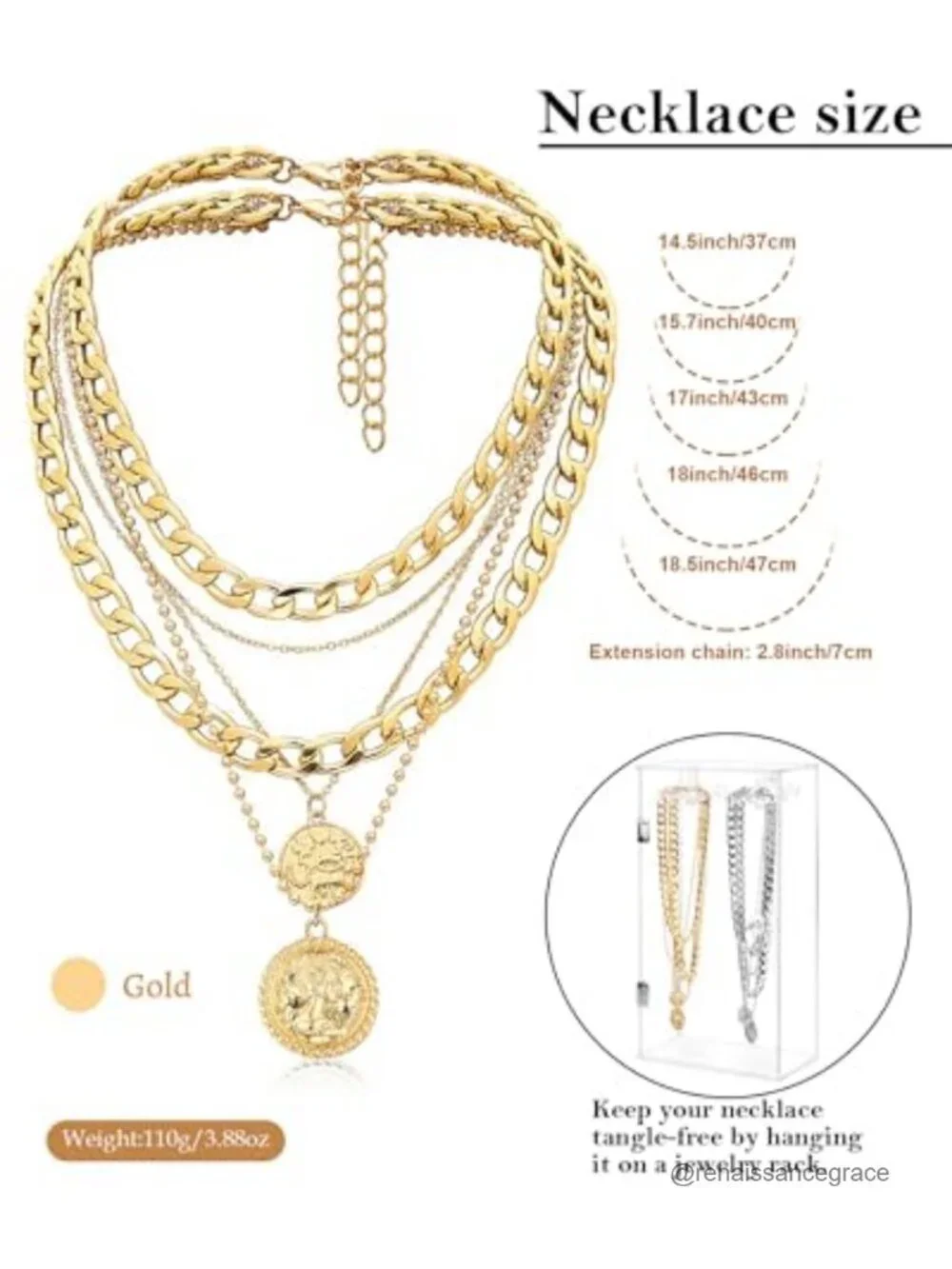 Layered Necklaces for Women Trendy Retro Coin Pendant Dainty Chunky Chain 2PCS